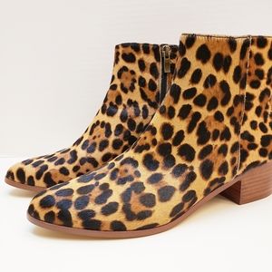 J. CREW ASHTON CALF HAIR LEOPARD ANKLE BOOTIES SZ 8.5